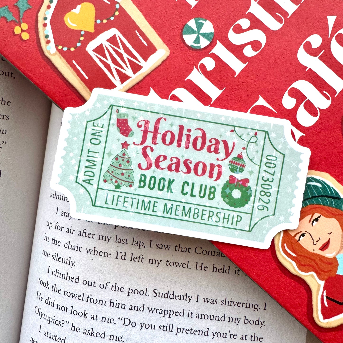 Holiday Season Book Club Ticket Holographic Sticker