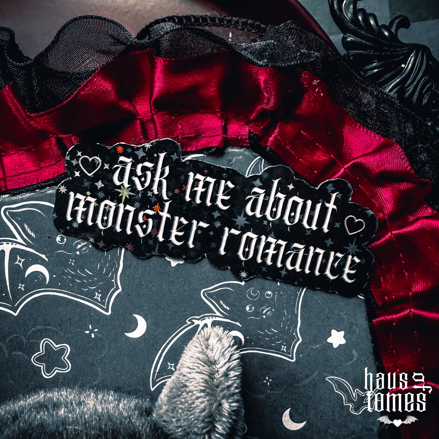 Ask Me About Monster Romance Holographic Sticker
