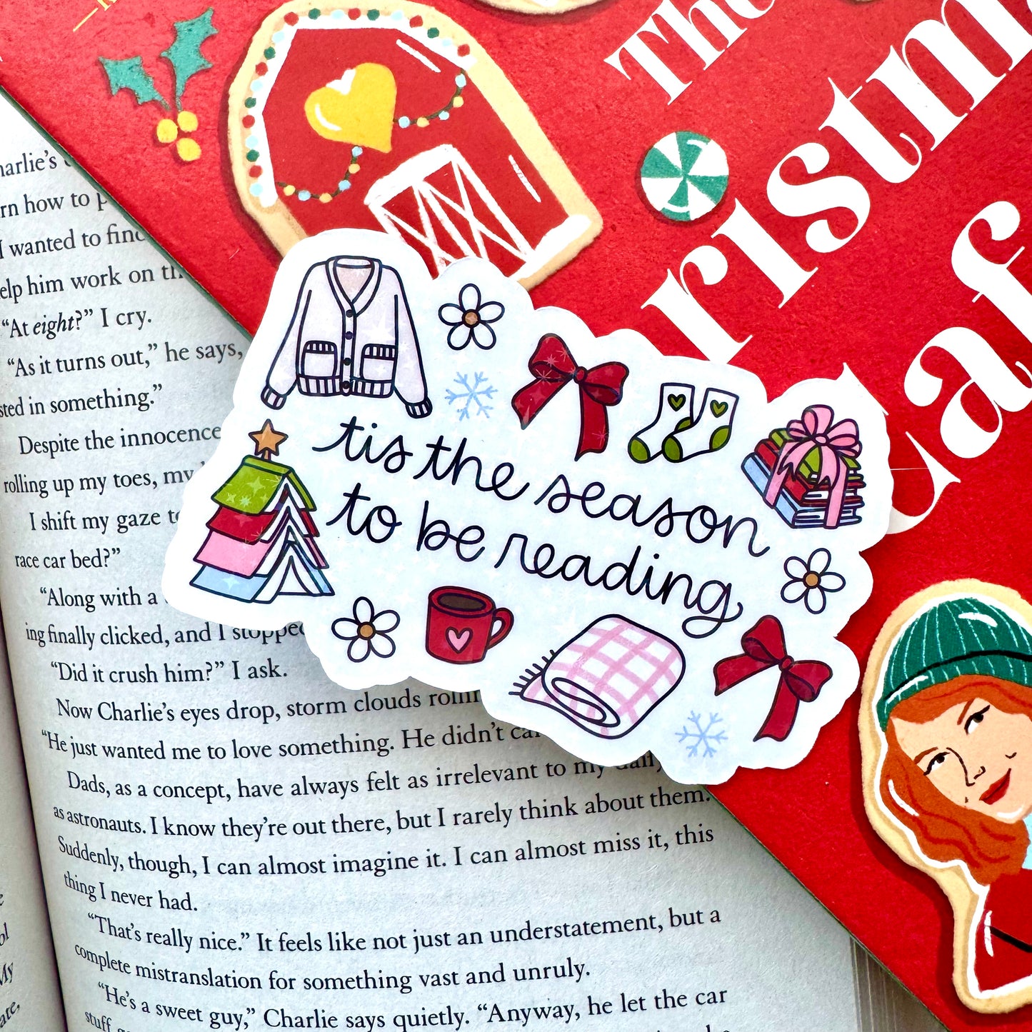 Tis The Season To Be Reading Holographic Sticker