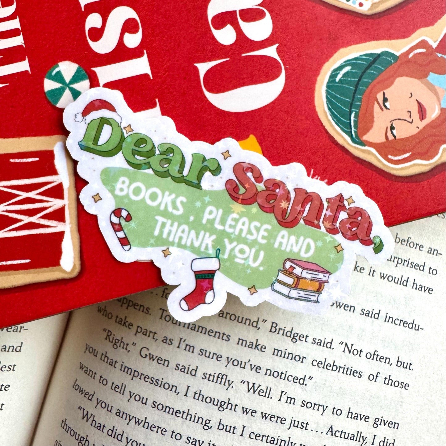 Dear Santa, Books Please Holographic Sticker