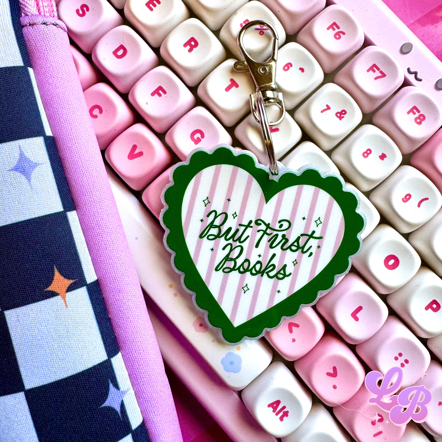 But First, Books Keychain + Bag Charm
