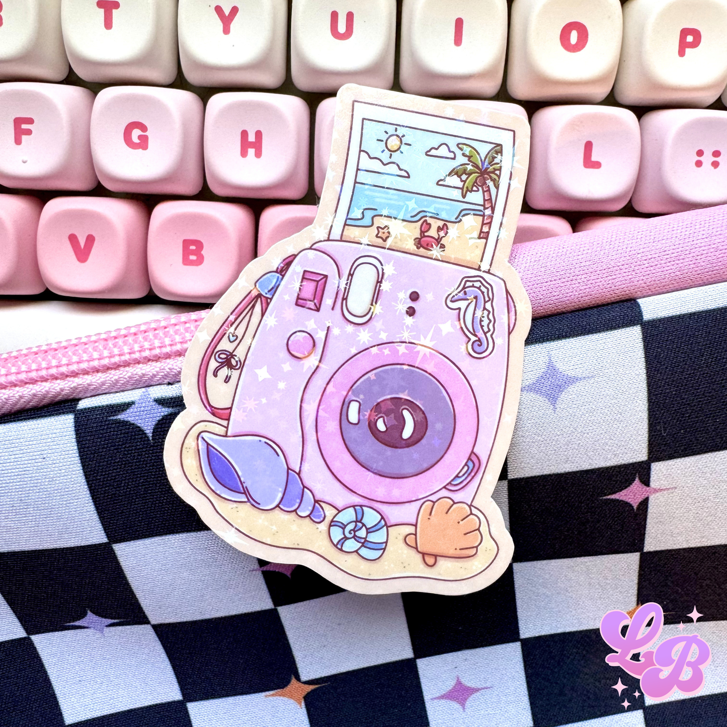Beach Camera Holographic Sticker