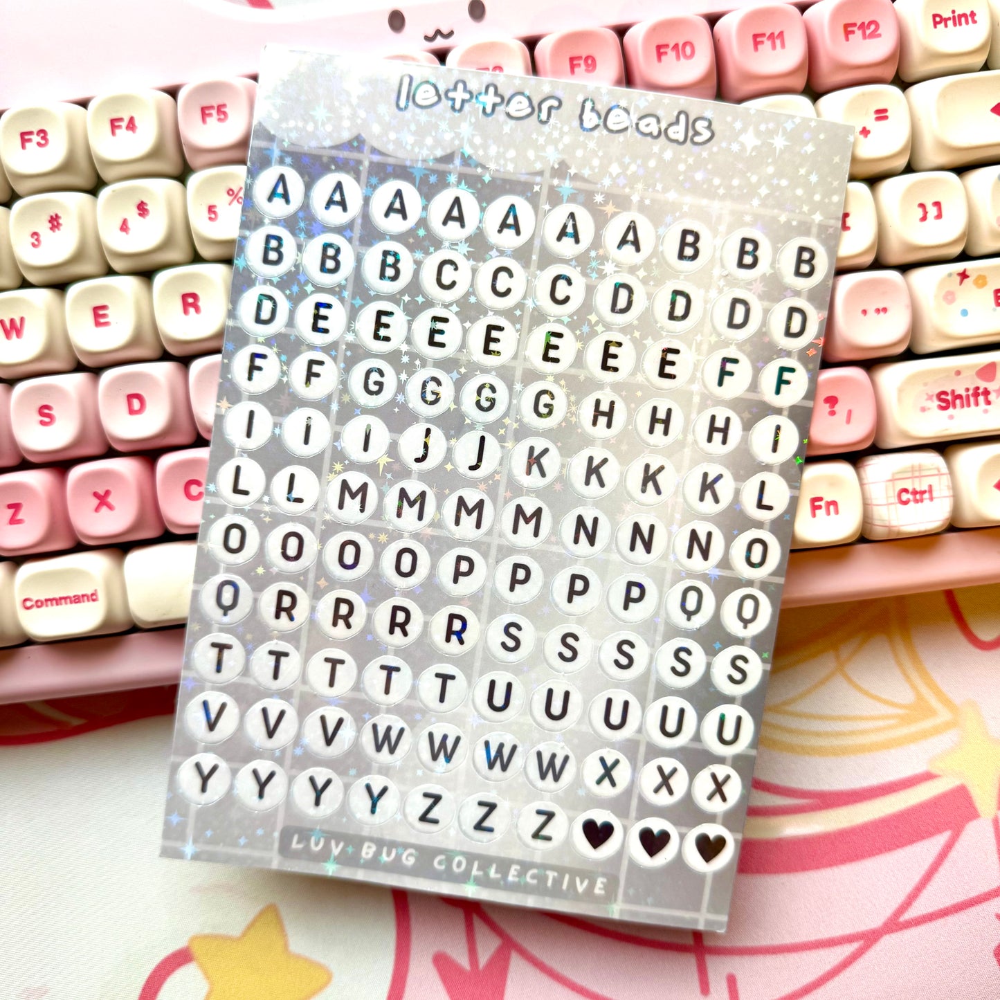 Chrome Letter Beads Holographic Sticker Sheet