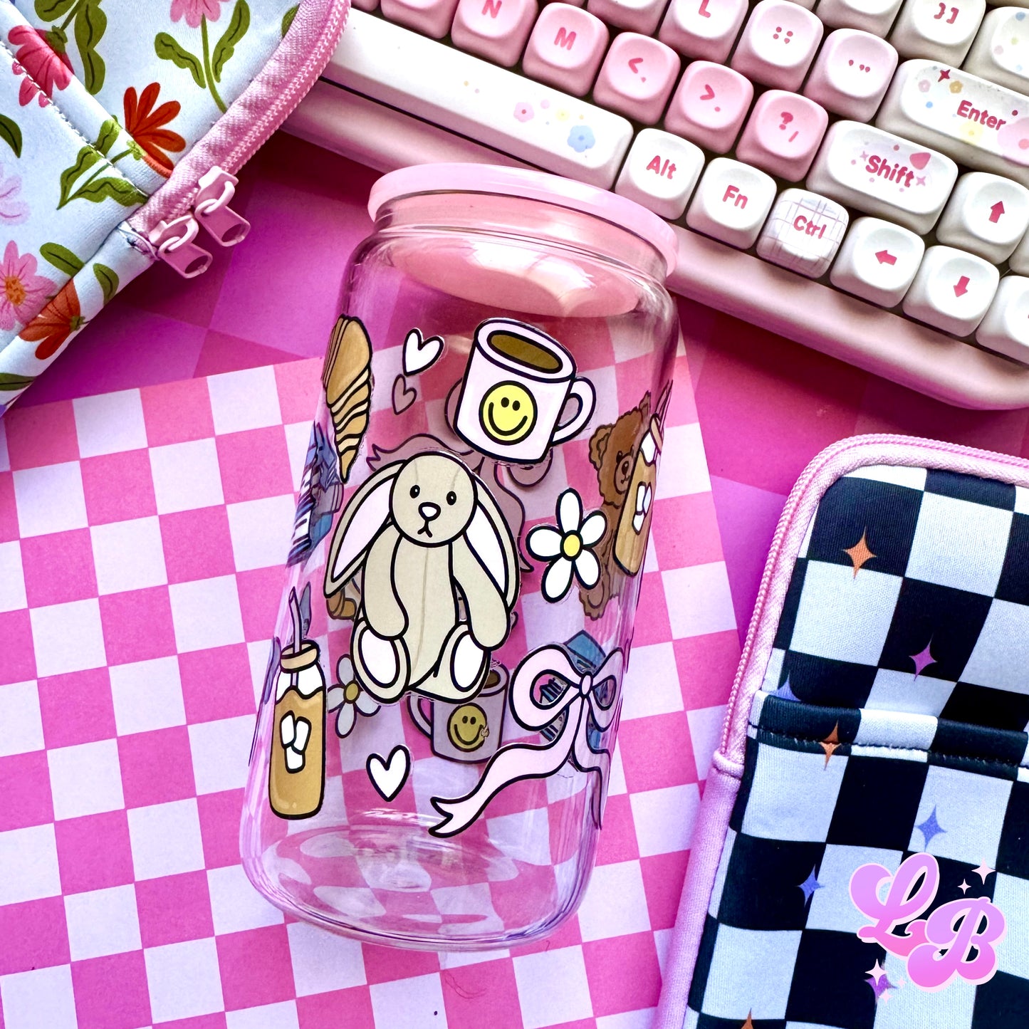 Reading Plushies Glass Cup