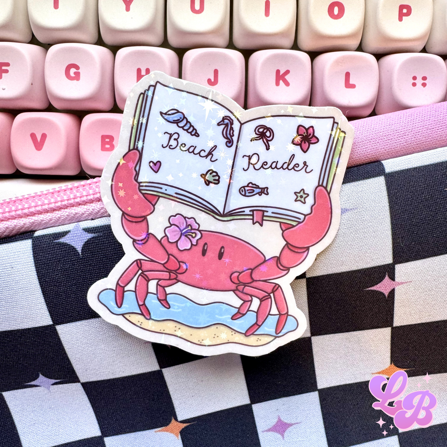 Beach Reader Holographic Sticker