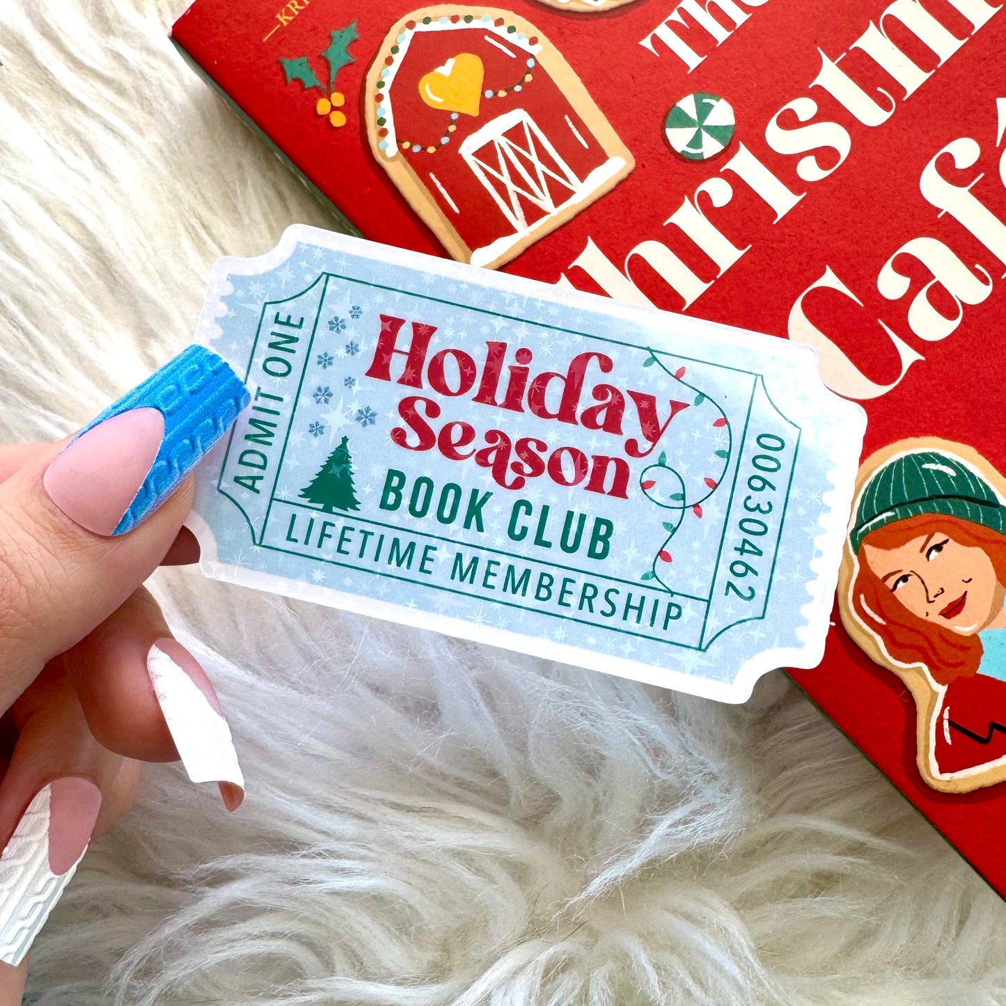 Holiday Season Book Club Ticket Holographic Sticker