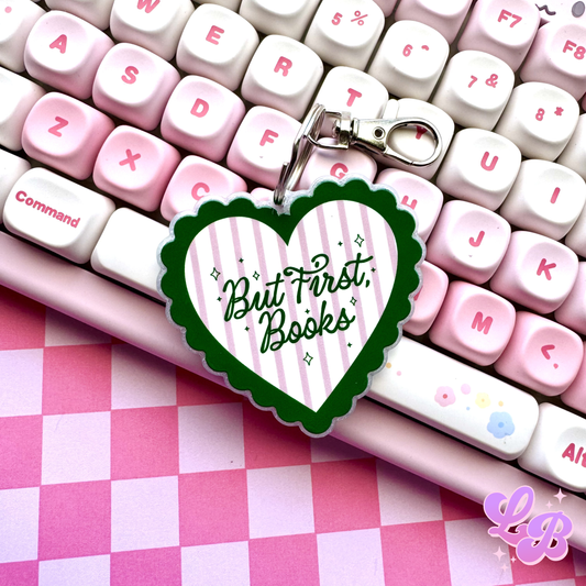 But First, Books Keychain + Bag Charm
