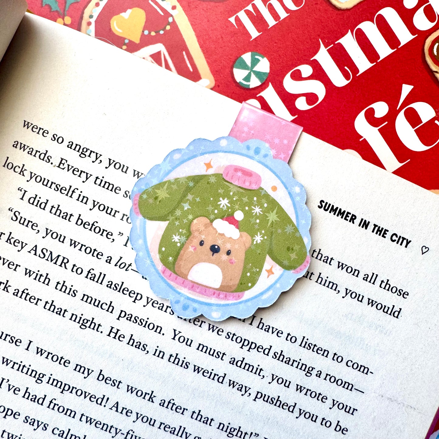 Christmas Bear Sweater Holographic Magnetic Bookmark