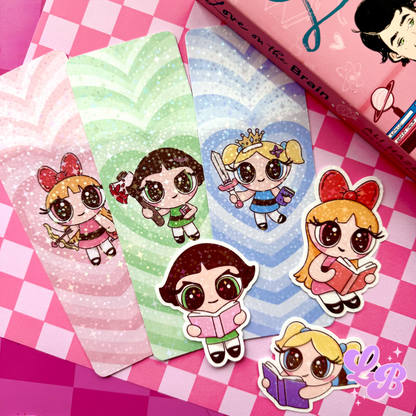 Bookish Girlie Power Holographic Bookmark & Sticker Bundle