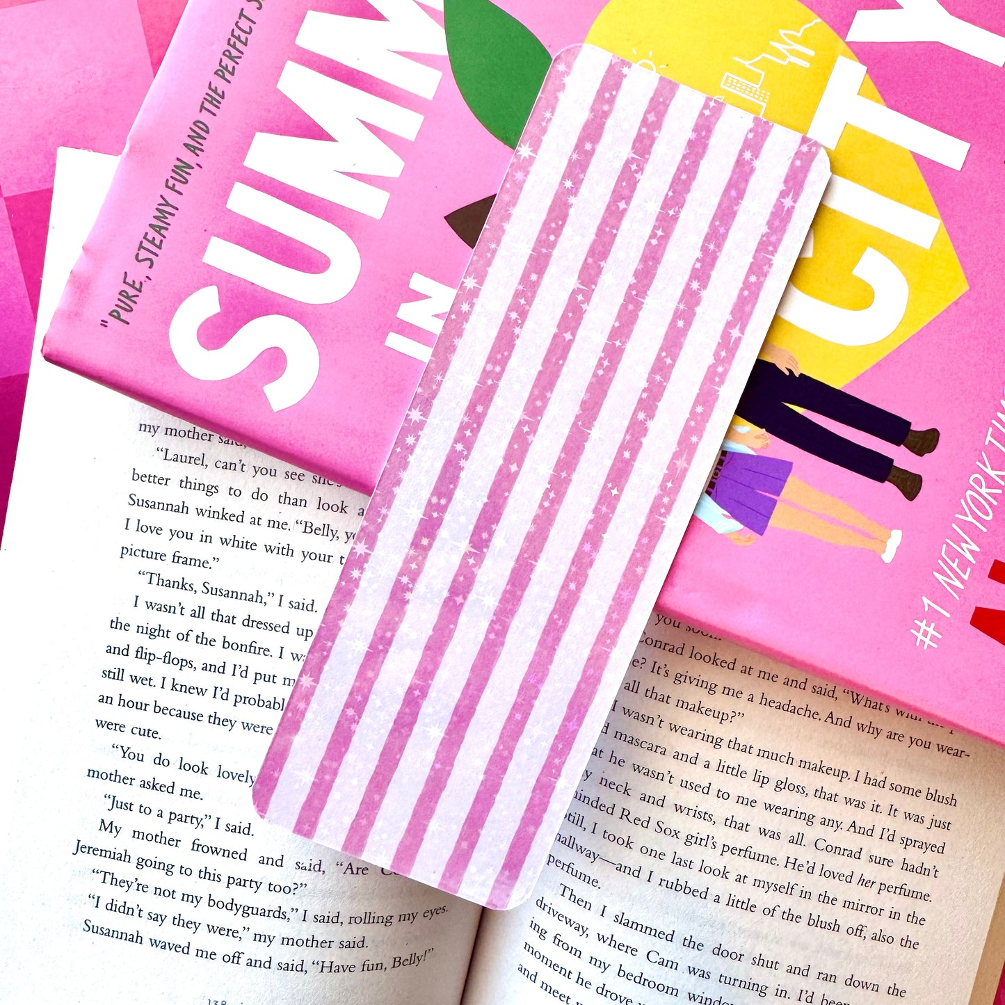 Pink Santa Holographic Bookmark
