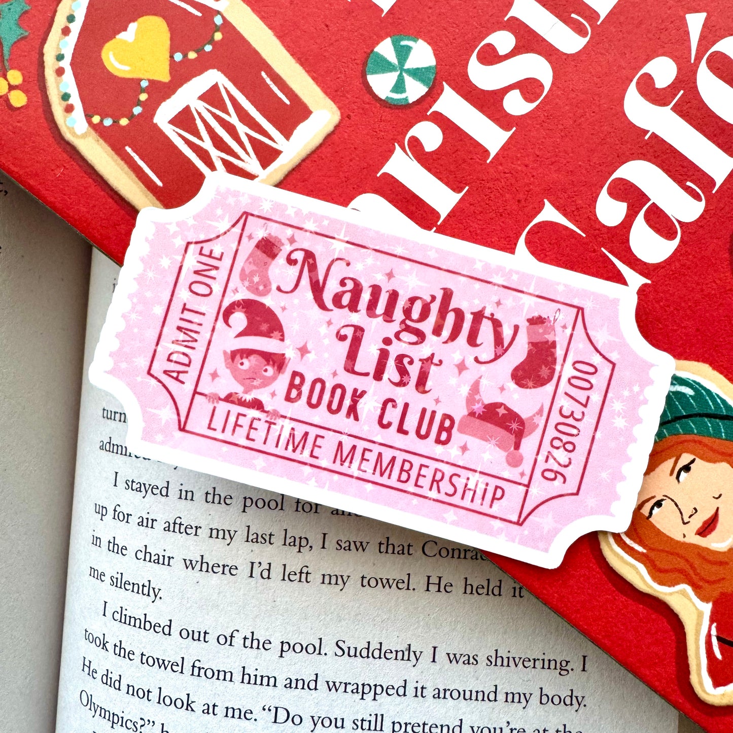 Naughty List Book Club Ticket Holographic Sticker
