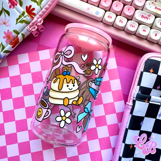 Reading Plushies Glass Cup