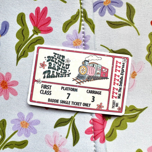 Delulu Land Train Ticket Holographic Sticker