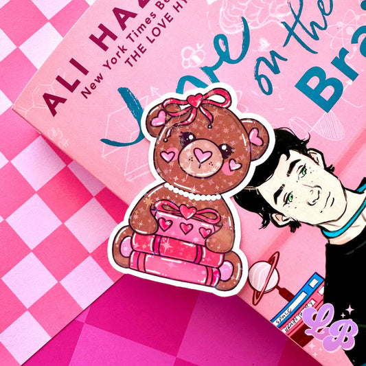 Valentine's Day Book Bear Holographic Sticker