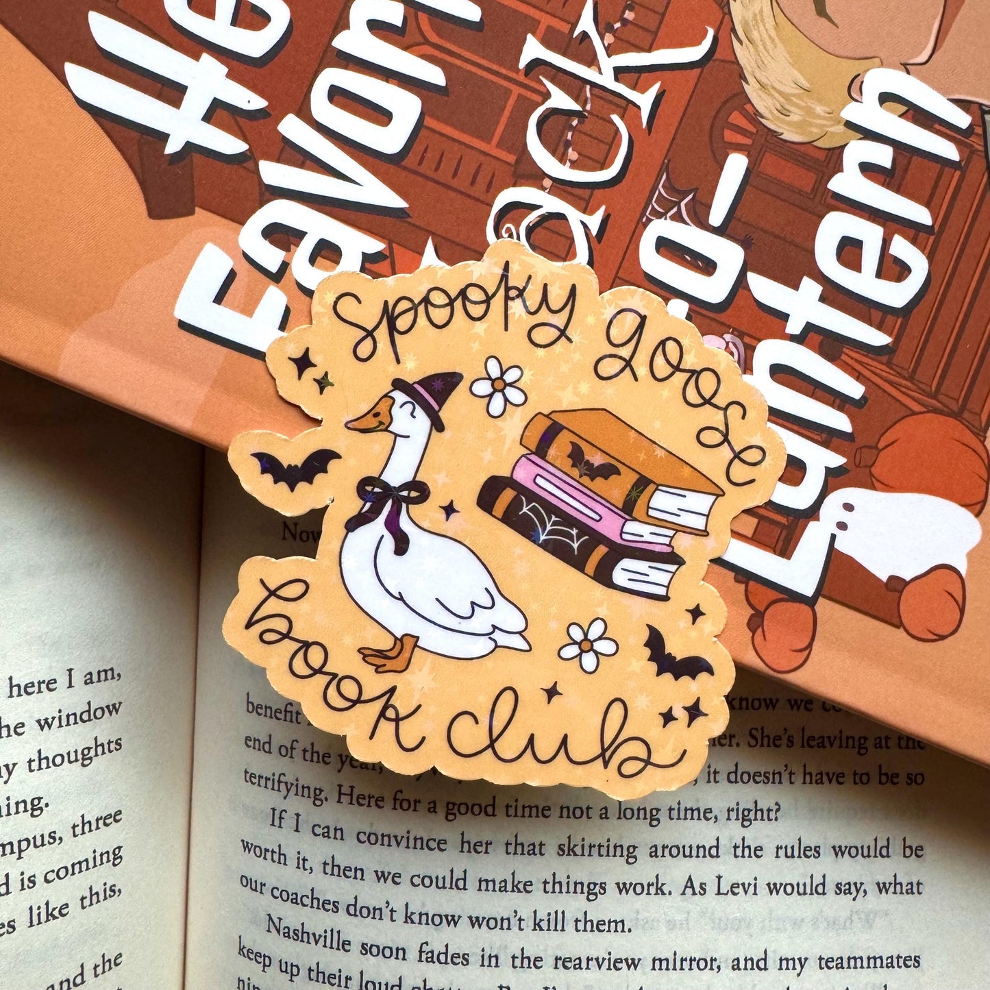 Spooky Goose Book Club Holographic Sticker