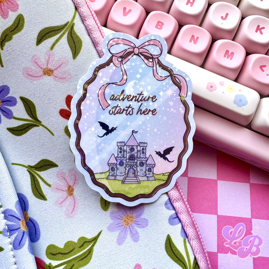 Adventure Starts Here Holographic Sticker