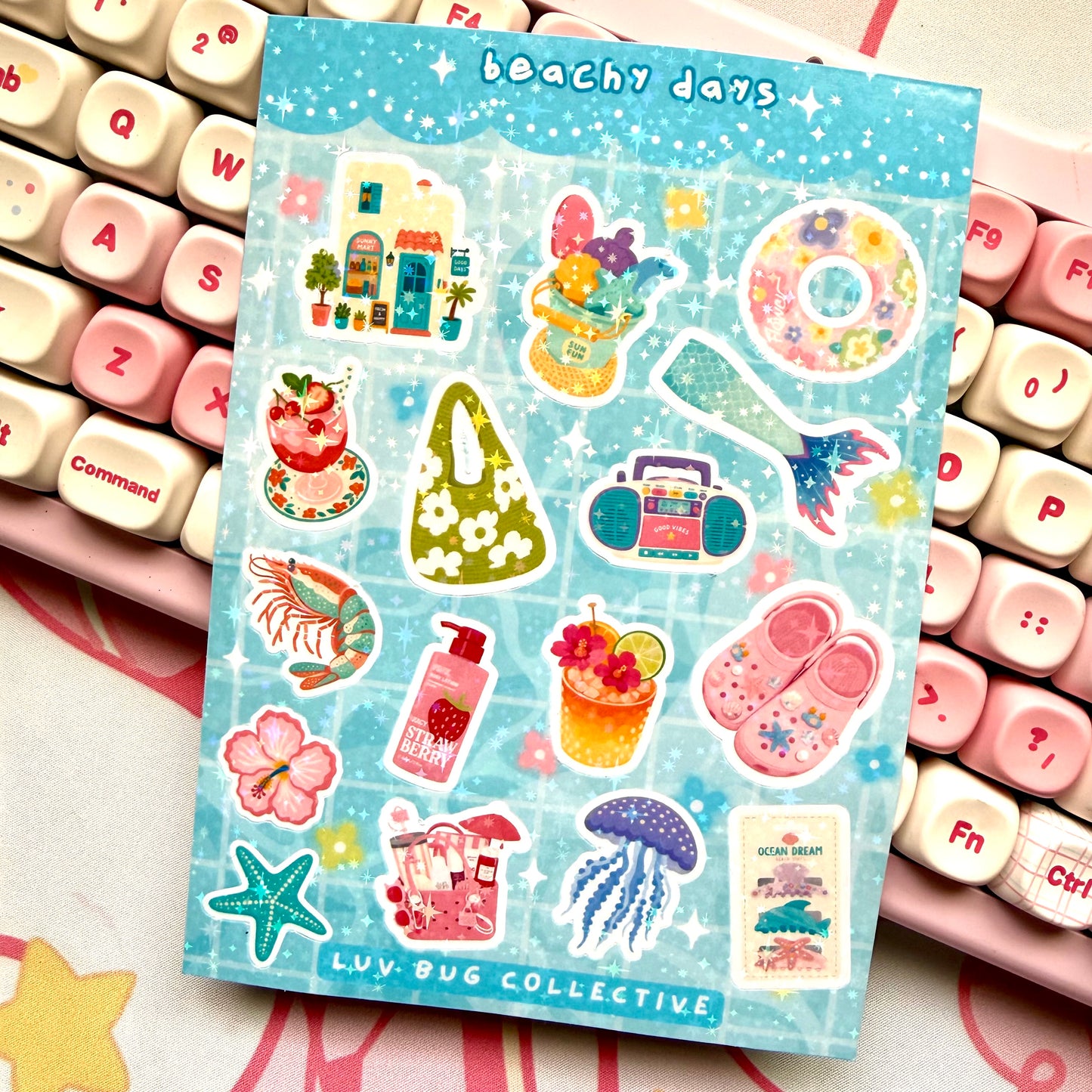 Beachy Days Holographic Sticker Sheet
