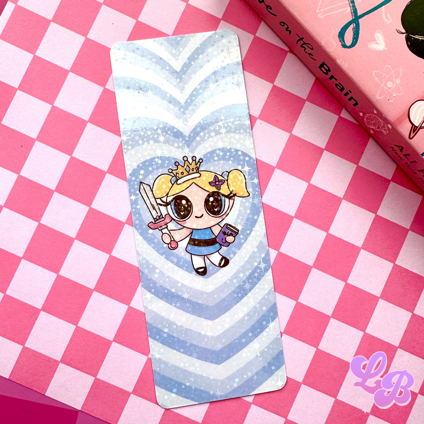 Blue Fantasy Bookish Girlie Holographic Bookmark