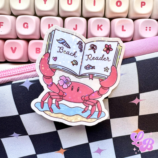 Beach Reader Holographic Sticker