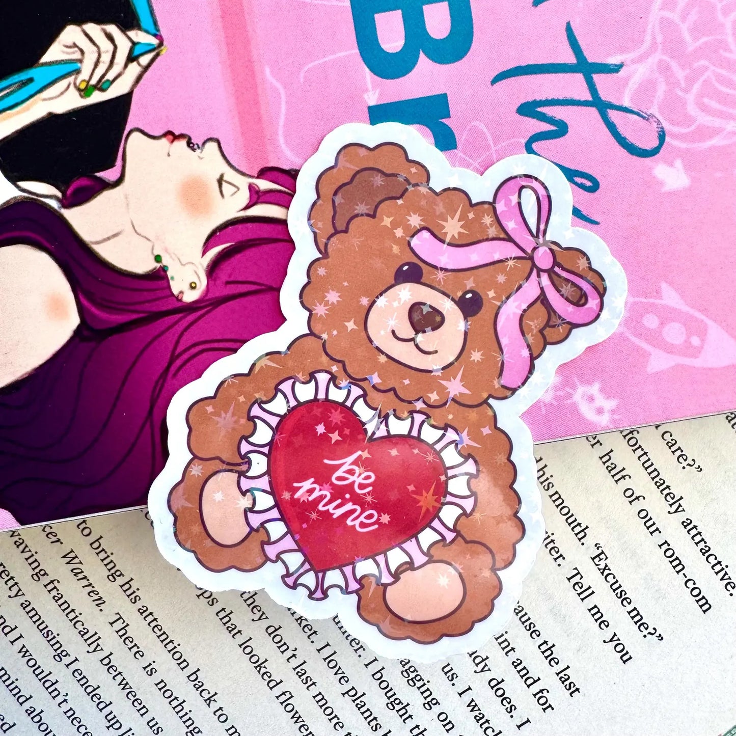 Be Mine Valentine's Day Bear Holographic Sticker
