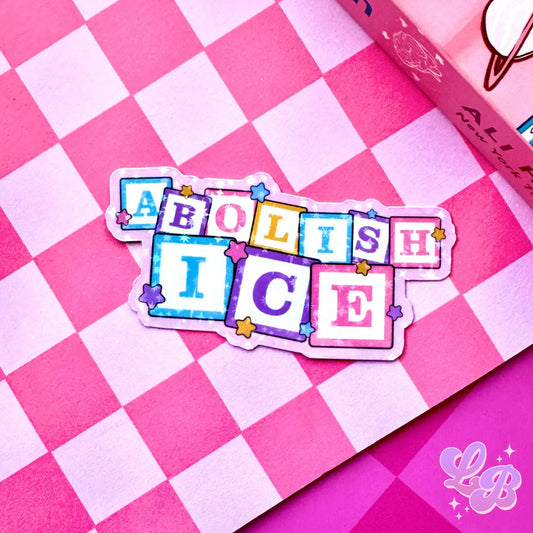 Abolish Ice Letter Blocks Holographic Sticker